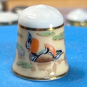 Decorative Duck Thimble with Gold Accents